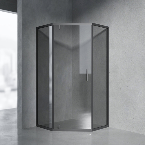 Душевой уголок AVS Трапеция Слим 100x100 профиль черный матовый, стекло черное Душевой уголок AVS Трапеция Слим 100x100 профиль черный матовый, стекло черное