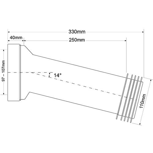 Фановая труба под углом 14° с прокладкой 90-110 мм McALPINE MRWC9 Фановая труба под углом 14° с прокладкой 90-110 мм McALPINE MRWC9