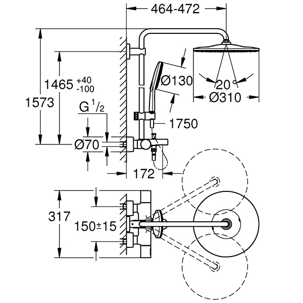 Душевая система SmartActive RainShower Grohe 26657000 Душевая система SmartActive RainShower Grohe 26657000