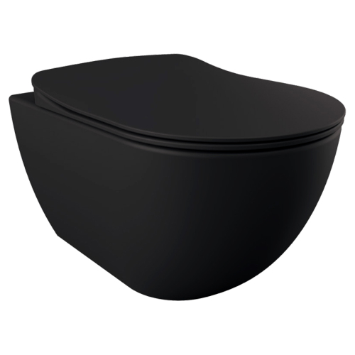 Унитаз подвесной Creavit Free FE322-11SM00E-0000 безободковый, черный матовый Унитаз подвесной Creavit Free FE322-11SM00E-0000 безободковый, черный матовый