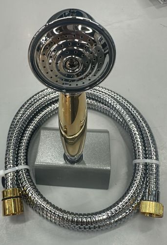 Ручной душ, латунь,хром/золото+Шланг душевой,антиторсионный, 150 см.,1/2"х1/2" хром/золото RICAMBI MIGLIORE Ручной душ, латунь,хром/золото+Шланг душевой,антиторсионный, 150 см.,1/2"х1/2" хром/золото RICAMBI MIGLIORE