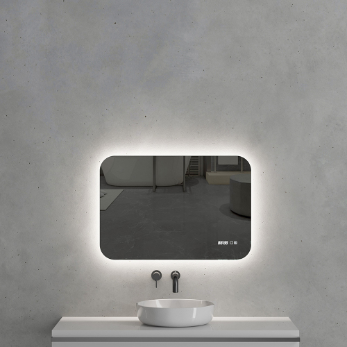 Зеркало с подсветкой AVS Каспий 80х55 см, часы и антипар Зеркало с подсветкой AVS Каспий 80х55 см, часы и антипар