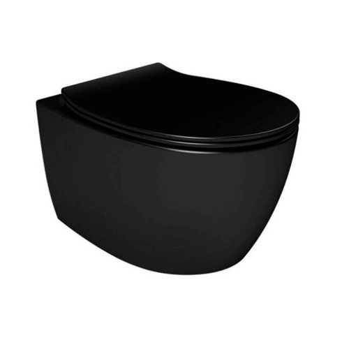 Унитаз подвесной ISVEA Sentimenti Neo 10AR02010SV-2N+40D40521I-S безободковый, черный матовый Унитаз подвесной ISVEA Sentimenti Neo 10AR02010SV-2N+40D40521I-S безободковый, черный матовый