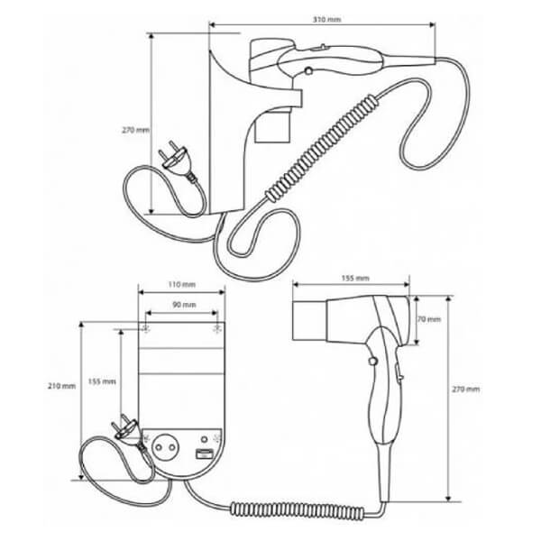 Фен с держателем Hotel Bemeta 945233058 Фен с держателем Hotel Bemeta 945233058