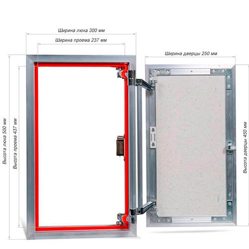Люк под плитку 300х500 Евроформат Практика АТР 30-50 Люк под плитку 300х500 Евроформат Практика АТР 30-50