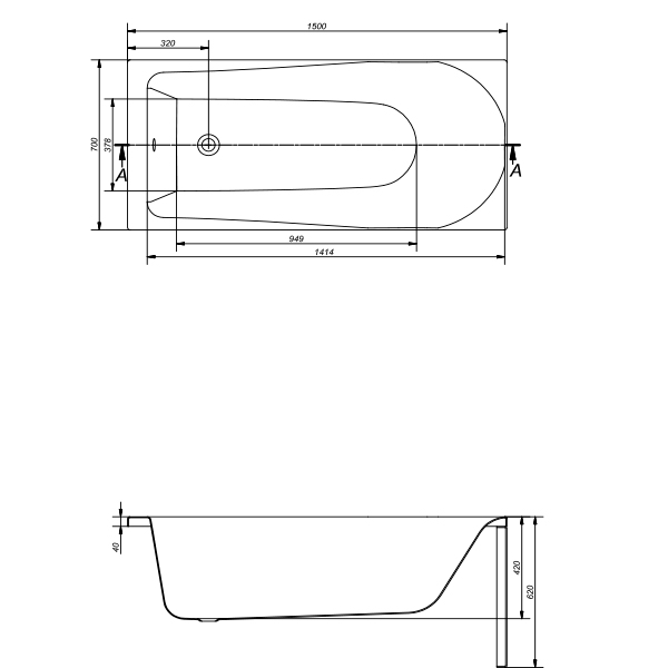 Ванна акриловая 1500х700 Flavia Cersanit P-WP-FLAVIA*150NL Ванна акриловая 1500х700 Flavia Cersanit P-WP-FLAVIA*150NL