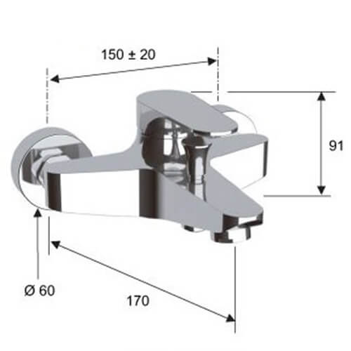 Смеситель для ванны и душа Remer Class line L05 хром Смеситель для ванны и душа Remer Class line L05 хром
