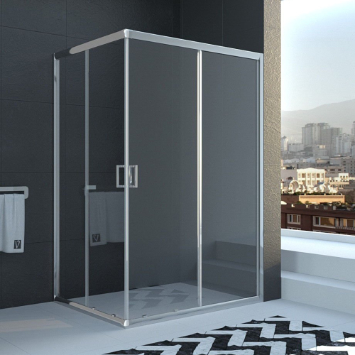 Душевой уголок Veconi Rovigo RV-10 100х80 профиль хром, стекло прозрачное Душевой уголок Veconi Rovigo RV-10 100х80 профиль хром, стекло прозрачное