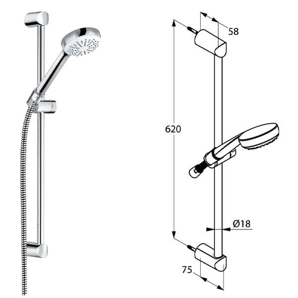 Душевой комплект 3в1 Kludi Pure&Easy 376850565 хром Душевой комплект 3в1 Kludi Pure&Easy 376850565 хром
