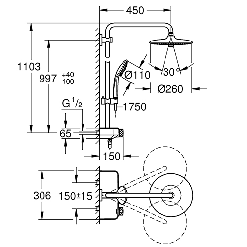 Душевая система Euphoria Grohe 26509000 Душевая система Euphoria Grohe 26509000