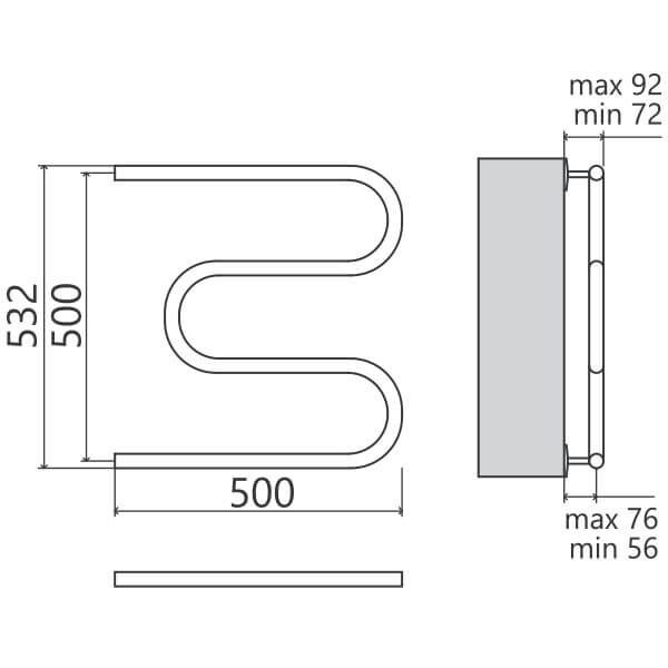 Полотенцесушитель водяной Terminus М-образный 50х50 хром Полотенцесушитель водяной Terminus М-образный 50х50 хром