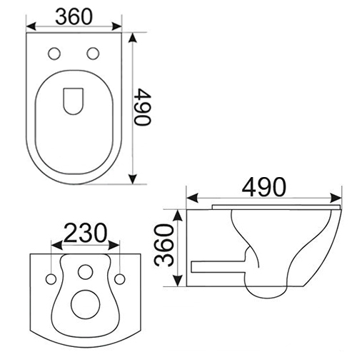 Унитаз безободковый CeramaLux TR 2196-18 Унитаз безободковый CeramaLux TR 2196-18