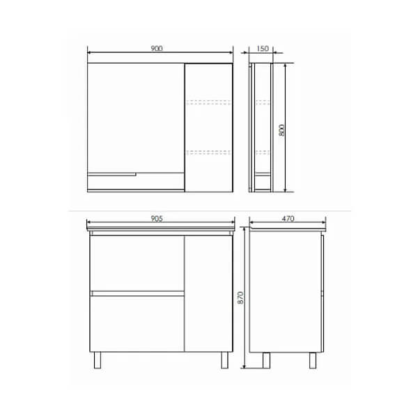 Тумба с раковиной 90 напольная Верона COMFORTY 00-00001972