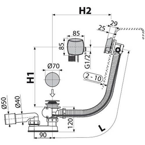 Слив-перелив-налив Alcaplast A564ANTIC Слив-перелив-налив Alcaplast A564ANTIC
