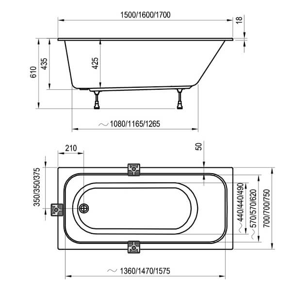 Акриловая ванна Chrome 160х70 Ravak C731000000 Акриловая ванна Chrome 160х70 Ravak C731000000