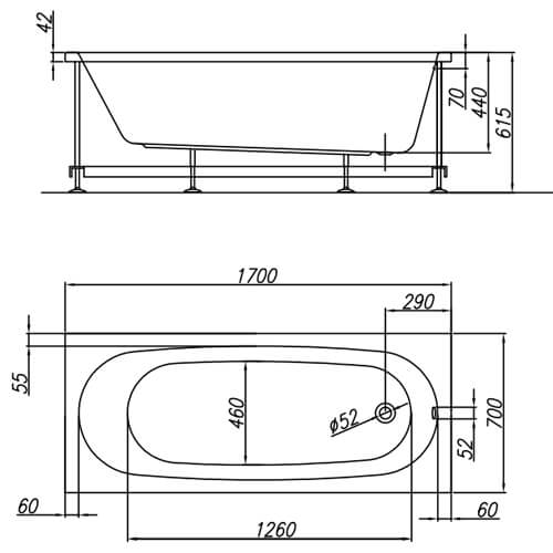 Акриловая ванна Kolpa-San Tamia 170х70 белая, без каркаса Акриловая ванна Kolpa-San Tamia 170х70 белая, без каркаса