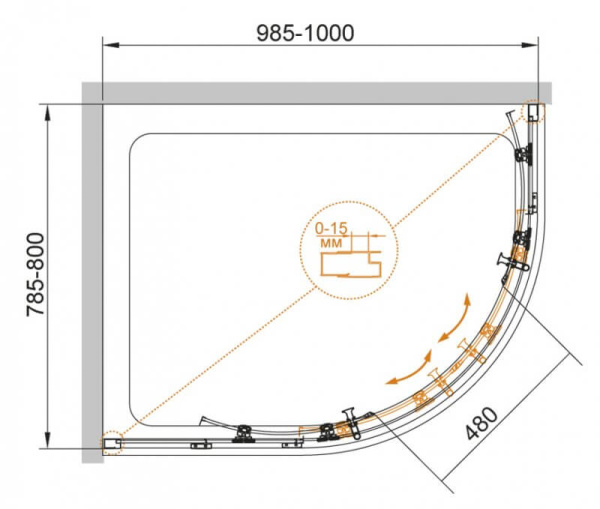 Душевой уголок Cezares Eco ECO-O-RH-2-100/80-C-Cr 100x80 профиль хром, прозрачное стекло Душевой уголок Cezares Eco ECO-O-RH-2-100/80-C-Cr 100x80 профиль хром, прозрачное стекло