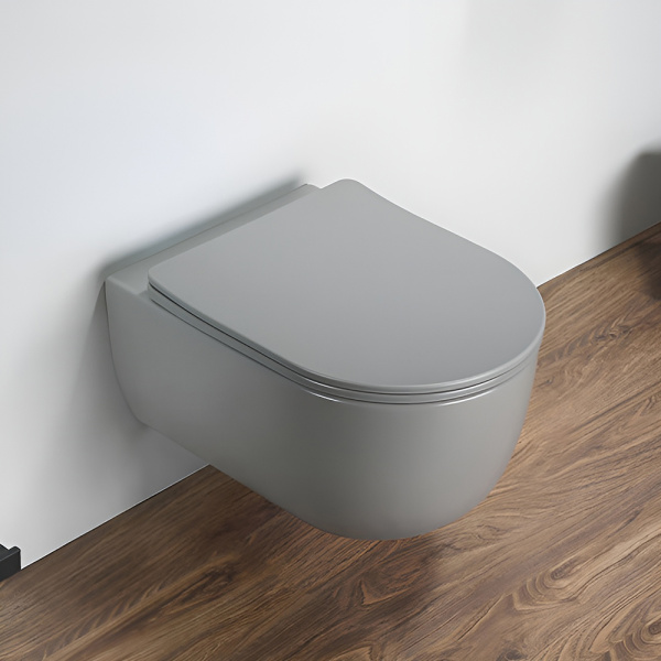 Унитаз подвесной AVS Диапазон безободковый, цементно-серый матовый Унитаз подвесной AVS Диапазон безободковый, цементно-серый матовый