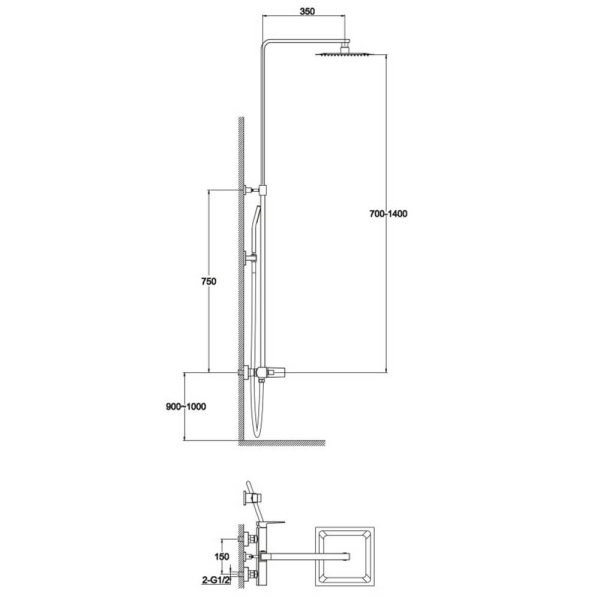 Душевая стойка BelBagno Arlie ARL-DOCM-CRM хром Душевая стойка BelBagno Arlie ARL-DOCM-CRM хром
