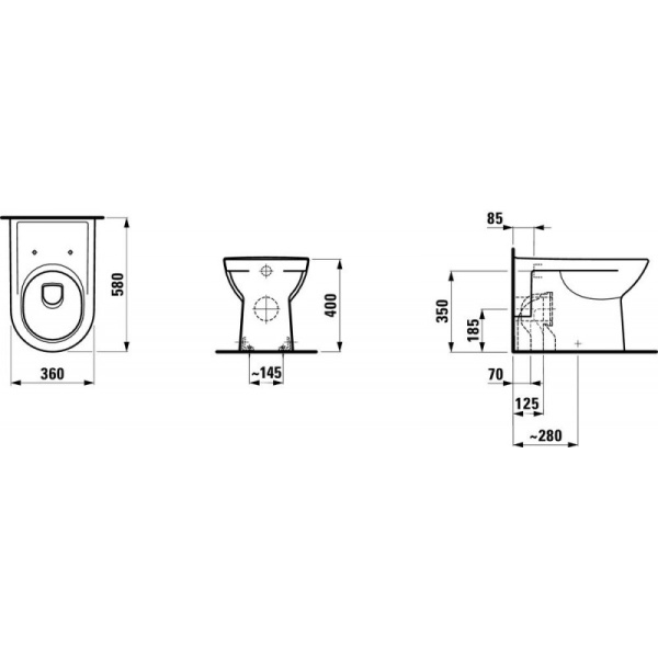 8.2295.1.000.000.1 Унитаз пристенный PRO Laufen 8.2295.1.000.000.1 Унитаз пристенный PRO Laufen