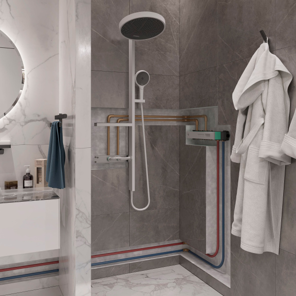 Душевая стойка Hansgrohe Rainfinity Showerpipe 26842700 белый матовый Душевая стойка Hansgrohe Rainfinity Showerpipe 26842700 белый матовый