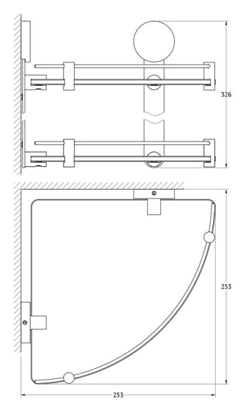 Полка стеклянная угловая двойная Harmonie Artwelle HAR 040 Полка стеклянная угловая двойная Harmonie Artwelle HAR 040