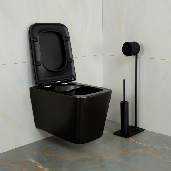 Унитаз подвесной AVS Куб безободковый, черный матовый Унитаз подвесной AVS Куб безободковый, черный матовый