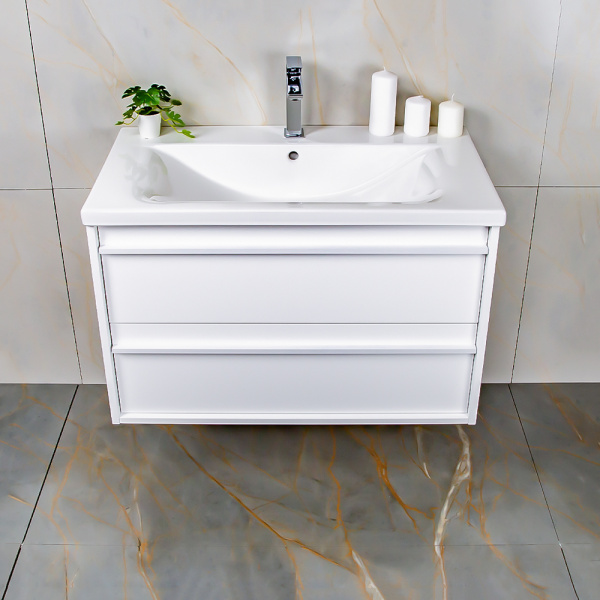 Тумба с раковиной AVS Графика 80 белая матовая с белой ручкой Тумба с раковиной AVS Графика 80 белая матовая с белой ручкой