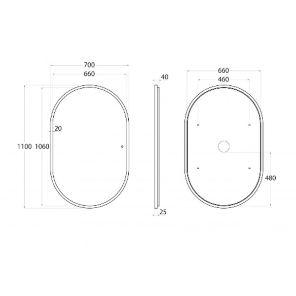 Зеркало 700x1200 Bari Art&Max AM-Bar-700-1100-DS-F-White Зеркало 700x1200 Bari Art&Max AM-Bar-700-1100-DS-F-White