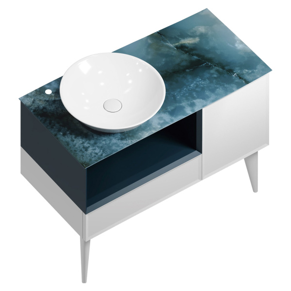Тумба с раковиной Kerama Marazzi Cono 97, белая-синяя матовая Тумба с раковиной Kerama Marazzi Cono 97, белая-синяя матовая