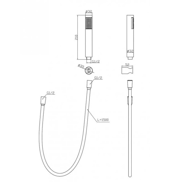 Душевой гарнитур BelBagno UNO-DFS-CRM хром Душевой гарнитур BelBagno UNO-DFS-CRM хром