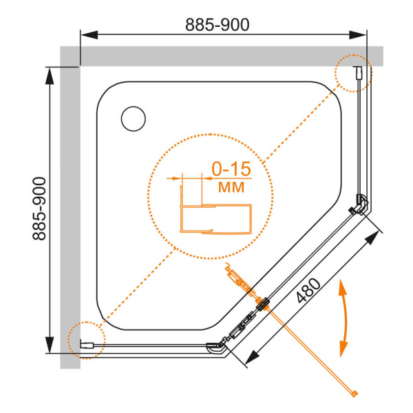 Душевой уголок Cezares Eco ECO-O-P-1-90-C-NERO 90x90 профиль черный, прозрачное стекло Душевой уголок Cezares Eco ECO-O-P-1-90-C-NERO 90x90 профиль черный, прозрачное стекло