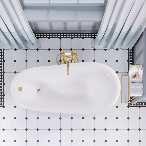 Ванна из искусственного камня Aqua de Marco Edelweiss 170x80 белая с ножками золото Ванна из искусственного камня Aqua de Marco Edelweiss 170x80 белая с ножками золото