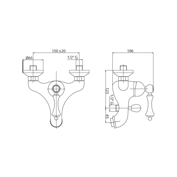 Смеситель для ванны и душа Cezares Margot MARGOT-VM-02-M бронза Смеситель для ванны и душа Cezares Margot MARGOT-VM-02-M бронза