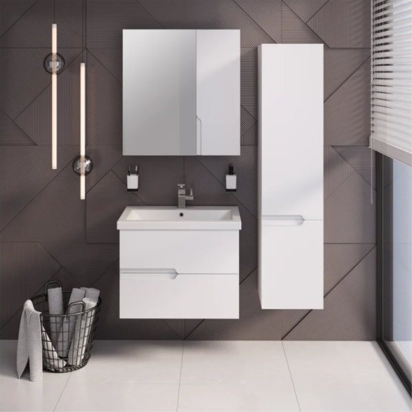 Тумба с раковиной RUNO Стокгольм Como 70 белая, подвесная