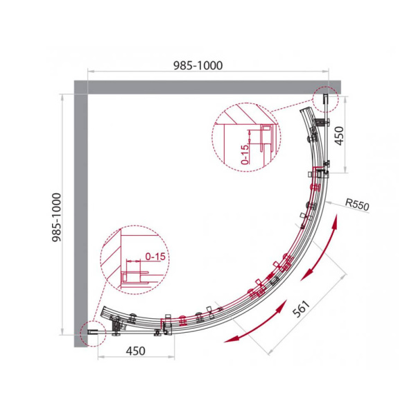 Душевой уголок BelBagno Acqua ACQUA-R-2-100-C-NERO 100х100 профиль черный, прозрачное стекло Душевой уголок BelBagno Acqua ACQUA-R-2-100-C-NERO 100х100 профиль черный, прозрачное стекло