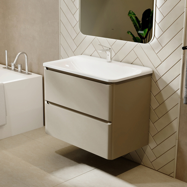 Тумба с раковиной RAVAL Welto 80 2 ящика, светло-коричневая Тумба с раковиной RAVAL Welto 80 2 ящика, светло-коричневая