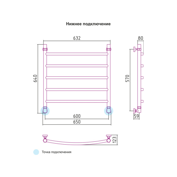 Полотенцесушитель водяной Сунержа Галант 60x60 белый Полотенцесушитель водяной Сунержа Галант 60x60 белый