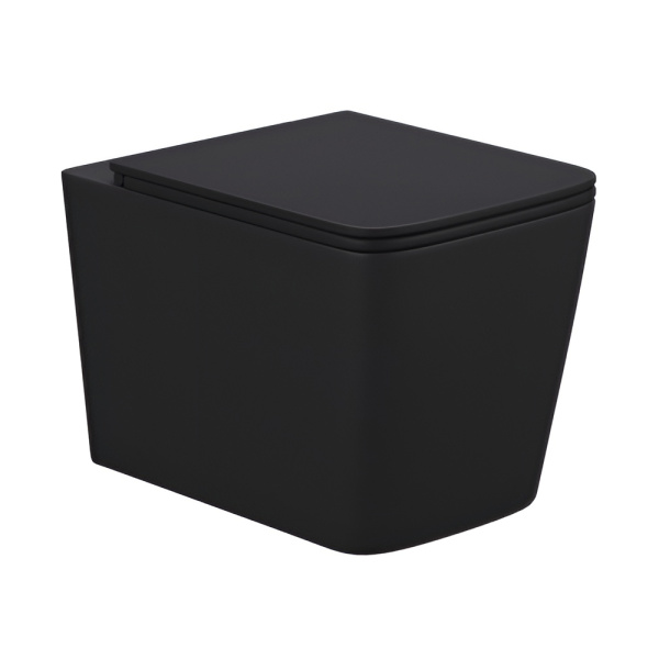 Унитаз подвесной AVS Куб безободковый, черный матовый Унитаз подвесной AVS Куб безободковый, черный матовый