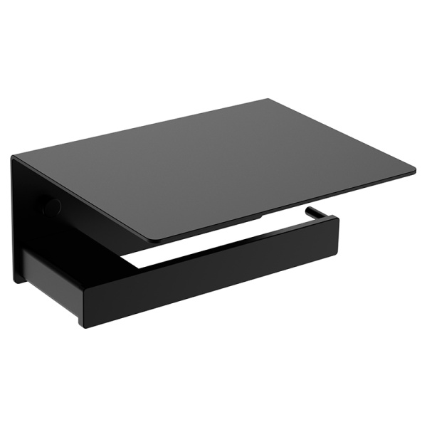 Держатель для туалетной бумаги AVS Swart черный матовый, с полочкой Держатель для туалетной бумаги AVS Swart черный матовый, с полочкой