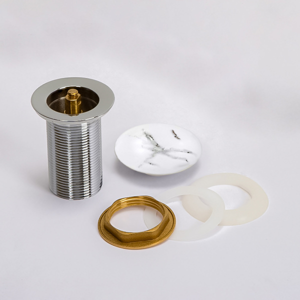 Донный клапан AVS без перелива, белый мрамор матовый Донный клапан AVS без перелива, белый мрамор матовый