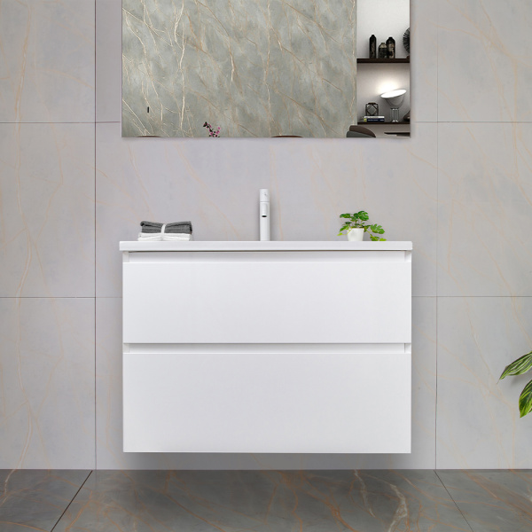 Тумба с раковиной AVS Гармония 80 белая (раковина 01 белая глянцевая)