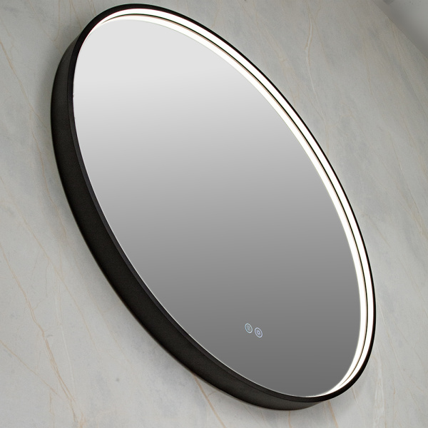 Зеркало с подсветкой AVS AZ 80 см, антипар, черное матовое Зеркало с подсветкой AVS AZ 80 см, антипар, черное матовое