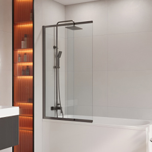 Шторка на ванну Cezares Slider VF-11-90/150-C-Gm 90 профиль оружейная сталь, прозрачное стекло