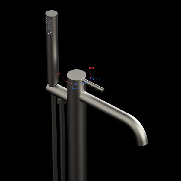 Смеситель для ванны с душем AVS Slimmer напольный, оружейная сталь Смеситель для ванны с душем AVS Slimmer напольный, оружейная сталь